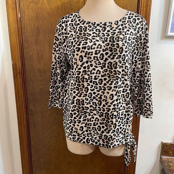 Chico’s Leopard Tunic Top Blouse Shirt Size 2 Large - Picture 1 of 10